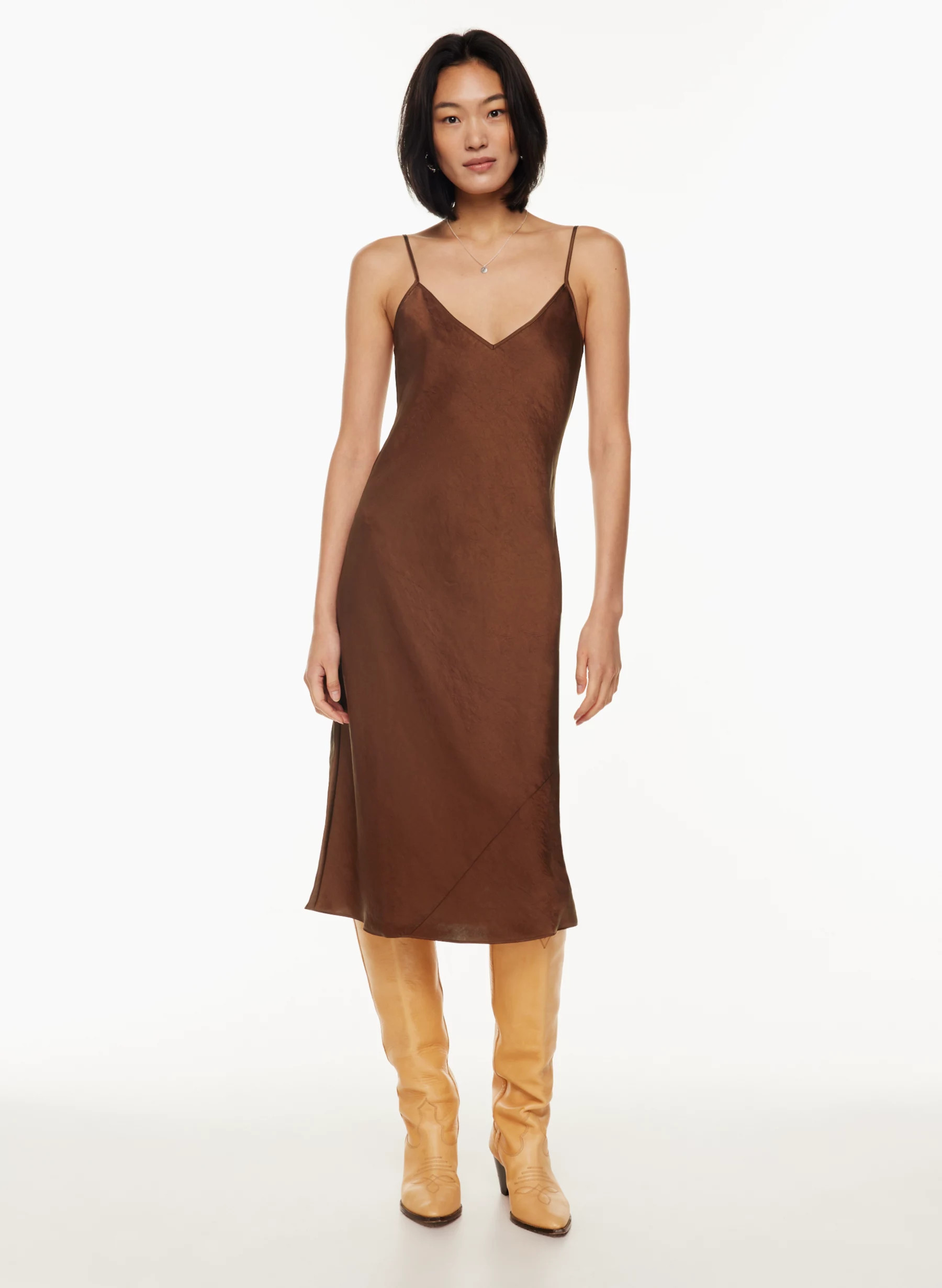 ONLY SLIP SATIN MIDI DRESS | Aritzia