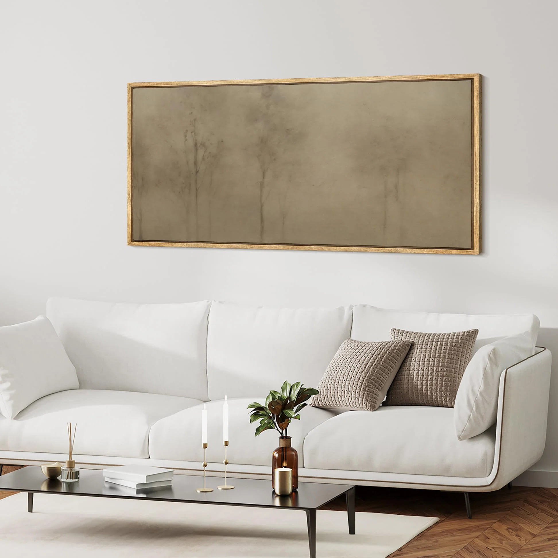 Minimal Landscape " Abstract Minimalist Foggy Trees Silhouette Rustic Retro Art Decor Extra Large... | Wayfair North America