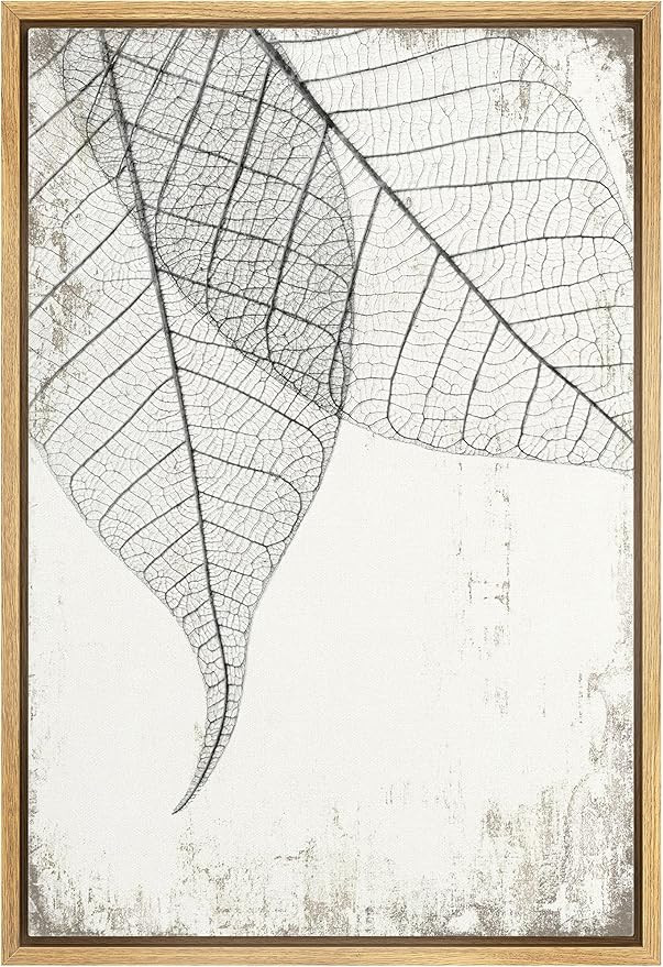 wall26 Framed Canvas Print Wall Art Transparent Black & White Leaves on Grunge Background Floral ... | Amazon (US)