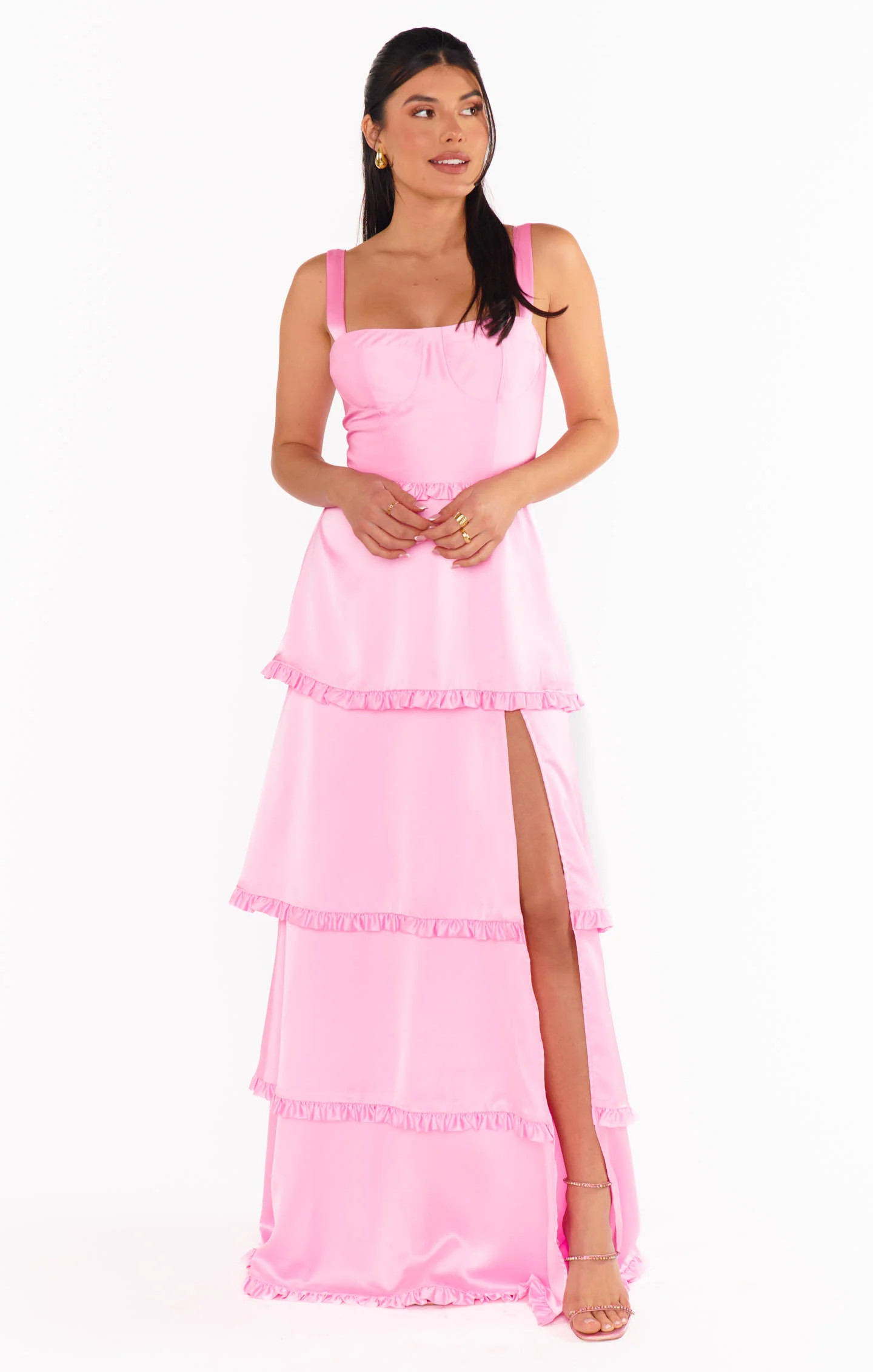 Lady Corset Dress ~ Cantaloupe Luxe Satin | Show Me Your Mumu