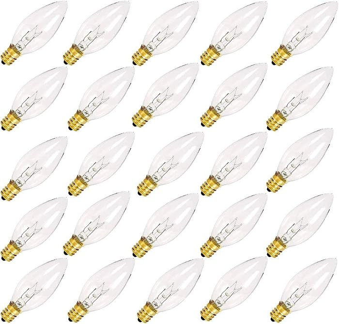 SUNSGNE 25 Pack Candle Light Bulbs, C26 Crystal Clear Torpedo Candelabra Light Bulb for Chandelie... | Amazon (US)