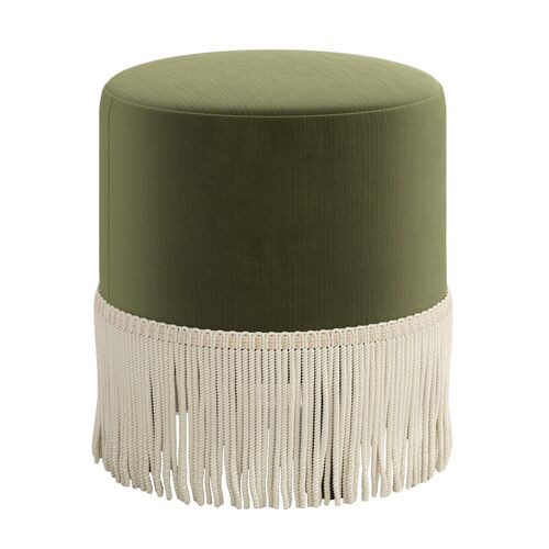 Ann Fringe Ottoman, Performance Velvet | One Kings Lane