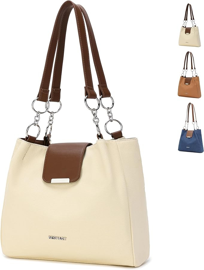 BESMART Denim Canvas Tote Bag Shoulder Bags for Women, Women's Handbag with Circle Chain, Female ... | Amazon (US)