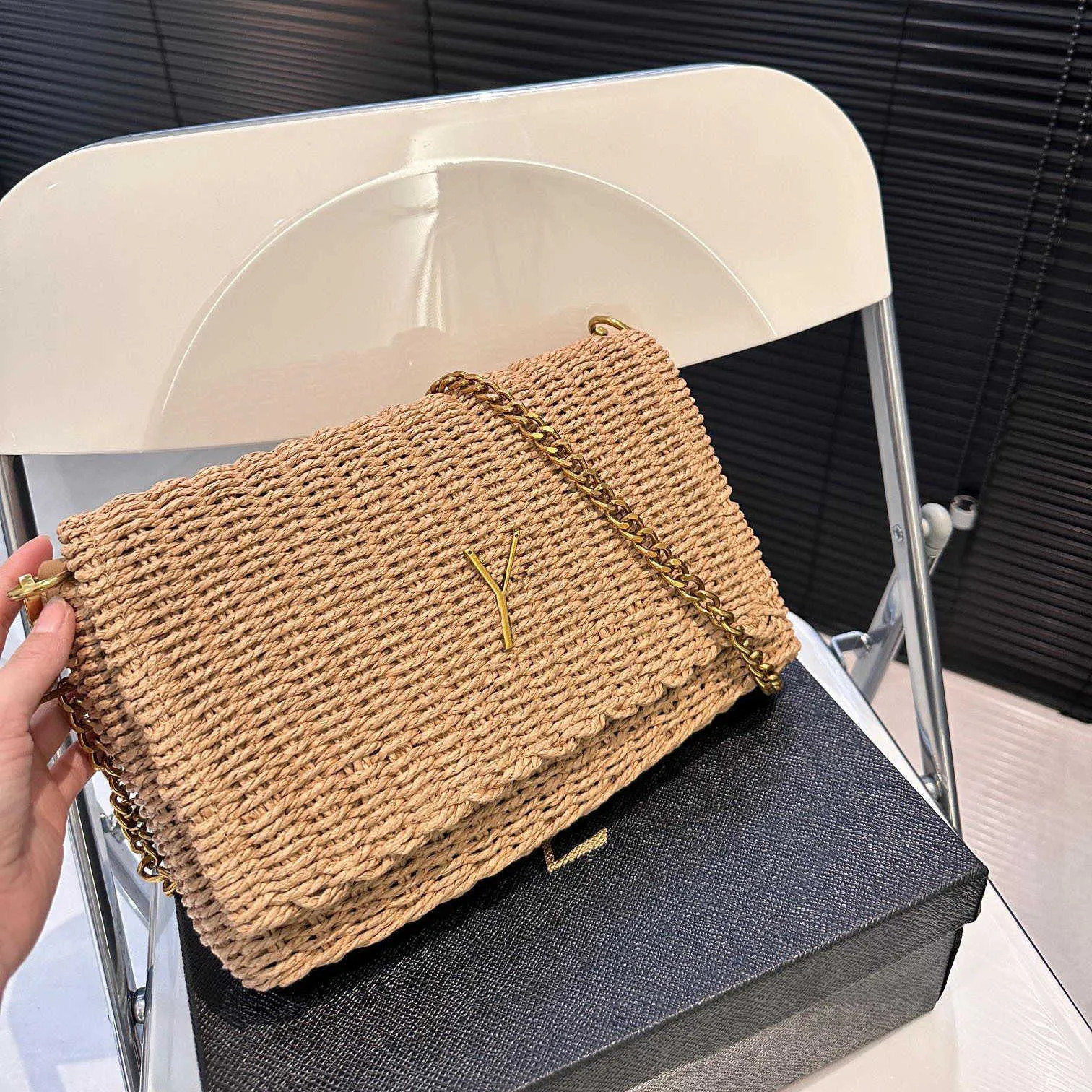 Women Raffias designers bag fashion metal chain handbag weave Bags Luxury mens Wallets envelope C... | DHGate