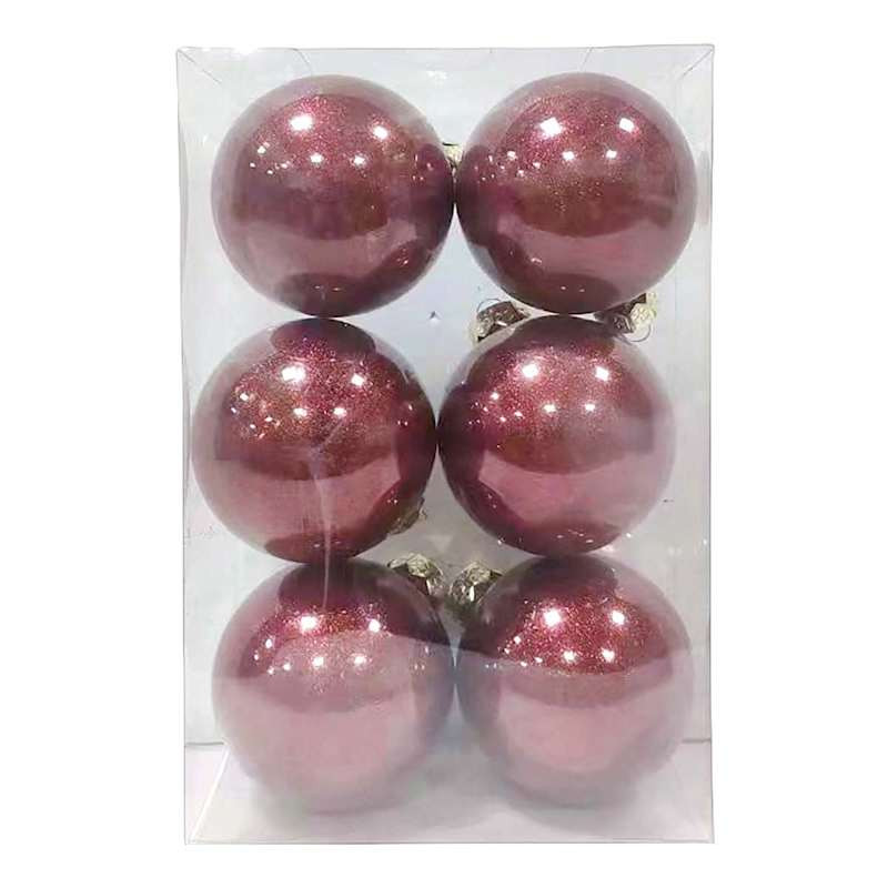 Providence 6-Count Burgundy Inner Glitter Shatterproof Ornaments, 80mm | At Home