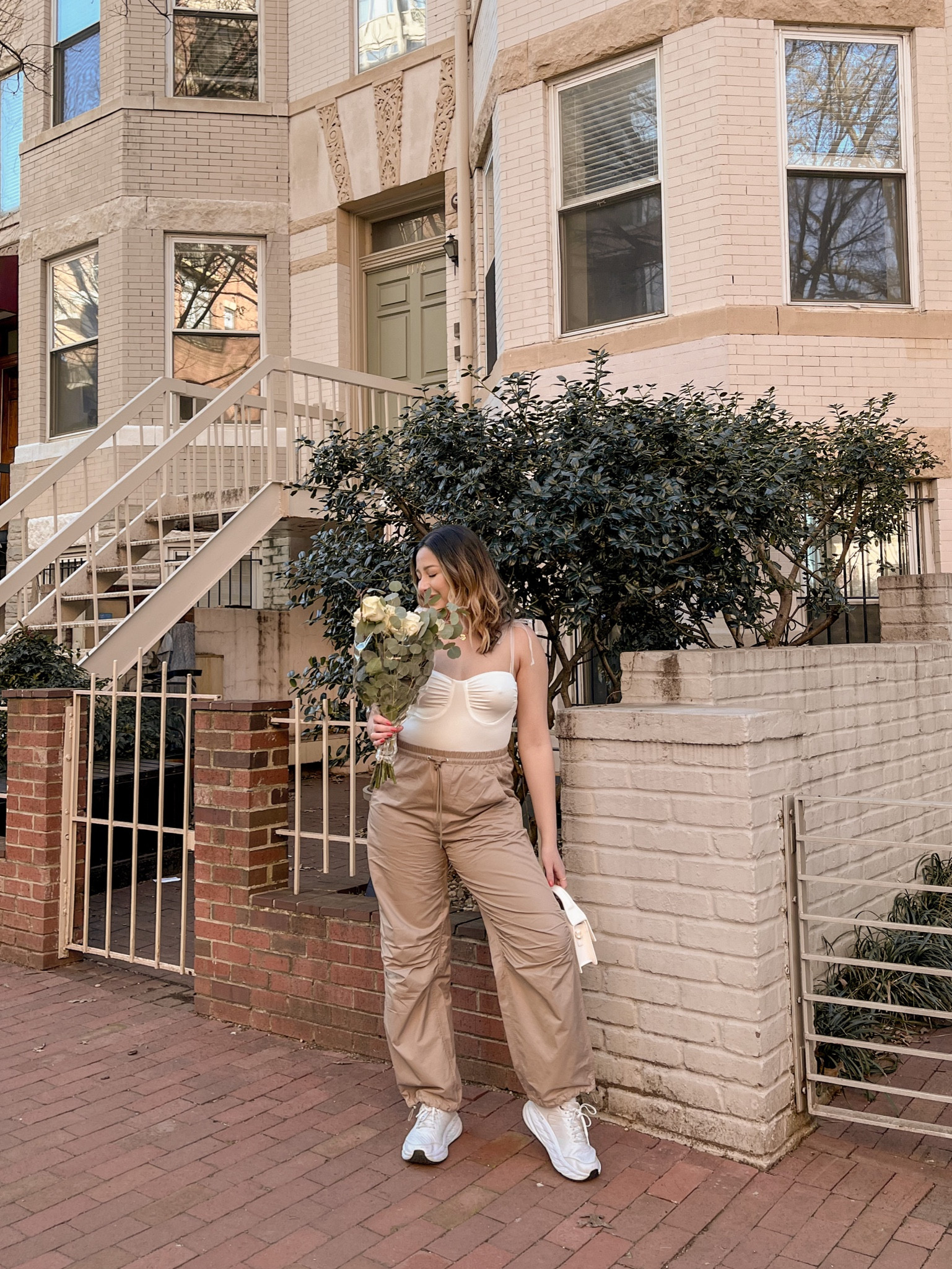 flowers, cargo pants, parachute pants, bodysuit, bow trend, neutral outfit, minimal outfit, minimalistic, parisian style, neutral style, spring outfit, casual spring

#LTKSeasonal #LTKstyletip #LTKFind