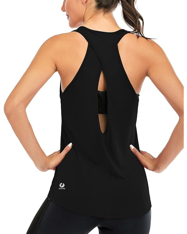 ICTIVE Womens Cross Backless Workout Tops for Women Racerback Tank Tops Open Back Running Muscle ... | Amazon (US)