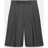 Zara - Zw Collection Long Wool Blend Bermuda Shorts - Grey Marl - M - Woman | Zara AU