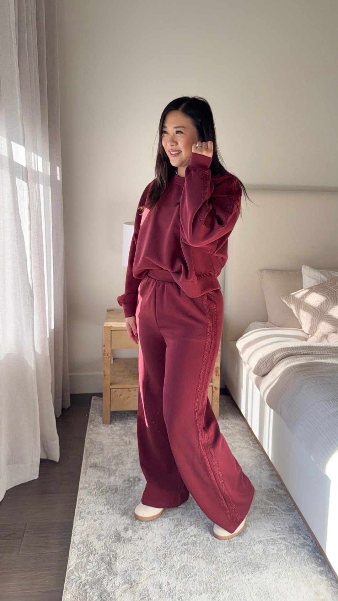 Target Airy Sleek Set with lace 
Sweatshirt: Medium
Pants: Medium 

target fashion, sweat set, mom style, women’s fashion, cozy casual set, trendy outfit, winter ootd 

#LTKootd #LTKgrwm #LTKSeasonal