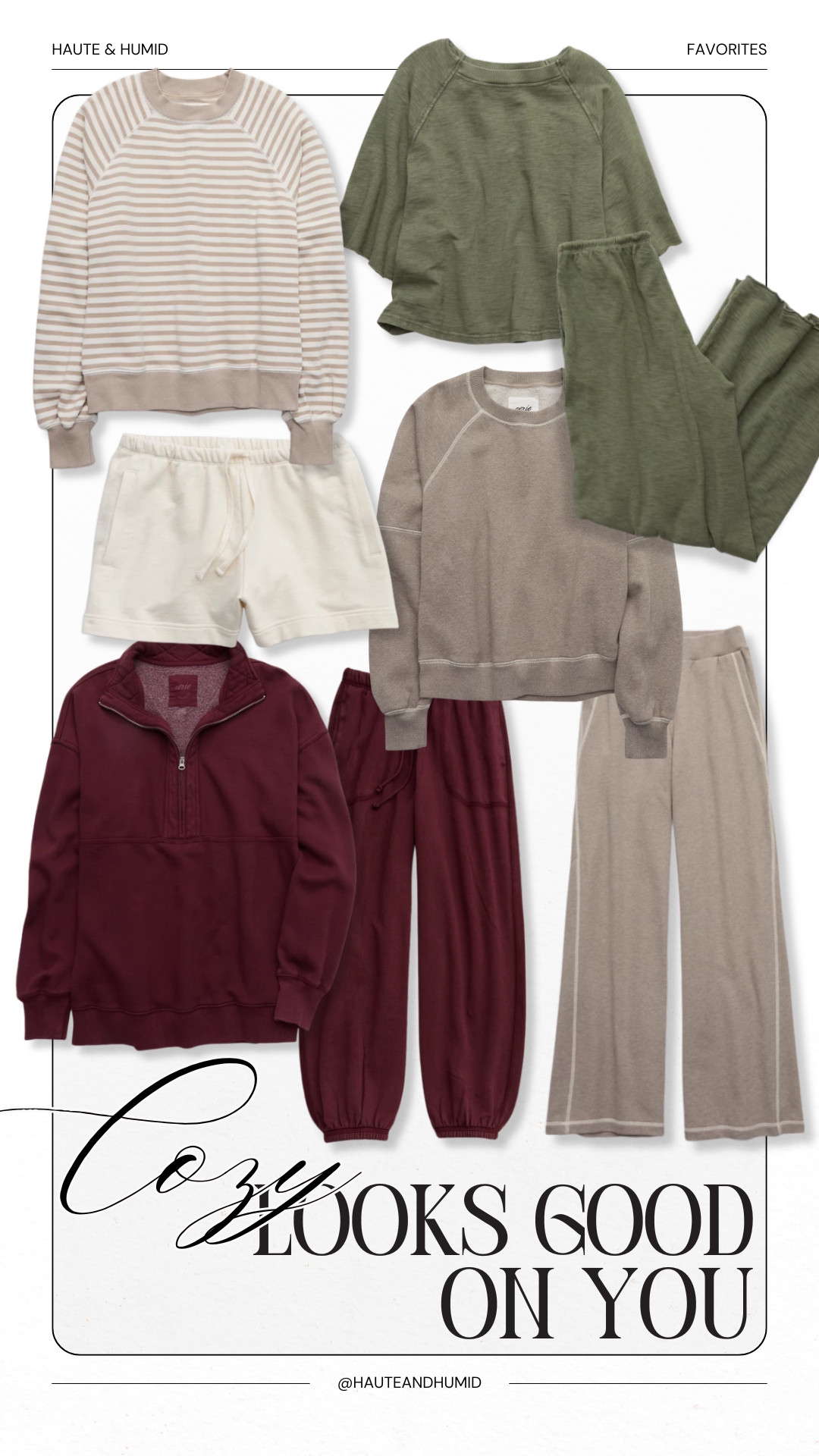 Cozy season is calling! I’m loving these soft matching sets, relaxed sweatshirts and easy layers in olive, burgundy and neutrals. Perfect for lounging at home, errands, travel days or throwing on for a casual weekend.

cozy fall outfits, matching sets, fall loungewear, sweatshirt outfit, lounge sets, casual fall outfits, travel outfit, fall basics, comfortable fall style, olive green outfit, burgundy outfit, HauteandHumid 

 #LTKootd #LTKSeasonal #LTKOver40