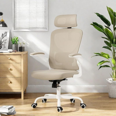 SEVOBAL Task and Office Chairs, Office Chair with Footrest, Office Desk Chair with Headrest, High Back Chair, Beige, 24.8"*24.8"*49.2" | Target