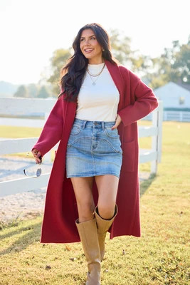 Go Where You Choose Burgundy Long Cardigan | Pink Lily