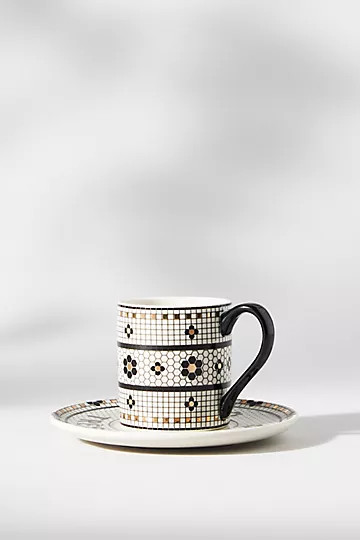 Bistro Tile Espresso Cup and Saucer | Anthropologie (US)