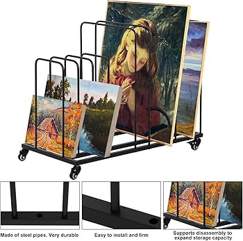 ikare Art Canvas Storage Rack, Art Drying Painting Rack with Wheels, Adjustable Art Storage Easel... | Amazon (US)