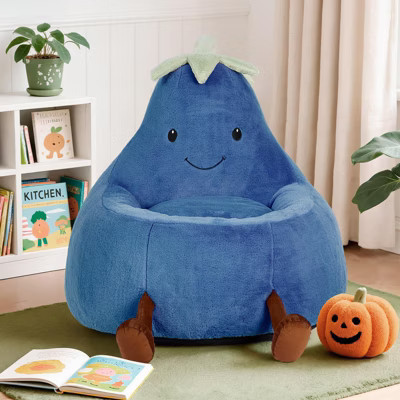 Kumasinova 23.6" Eggplant Bean Bag Chairs for Kids,Bean Bag Chair with Faux Rabbit Fur,Gaming Bean Bag Chairs for Teens for Living Room,Dark Blue | Target