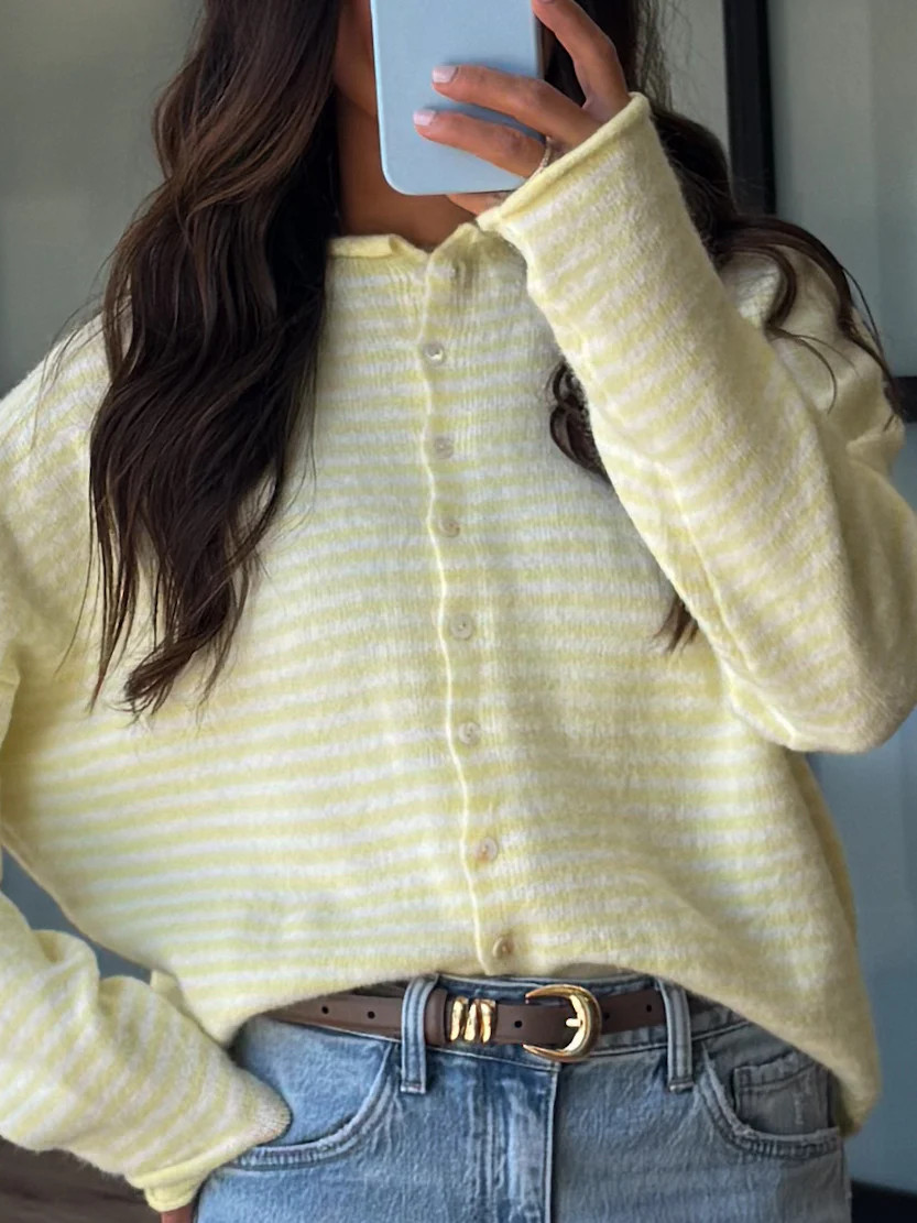 Isla Cardigan | Mini Striped Lemon | Shop Talulah