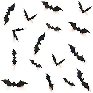 Amazon.com: HOZZQ DIY Halloween Party Supplies PVC 3D Decorative Scary Bats Wall Decal Wall Stick... | Amazon (US)