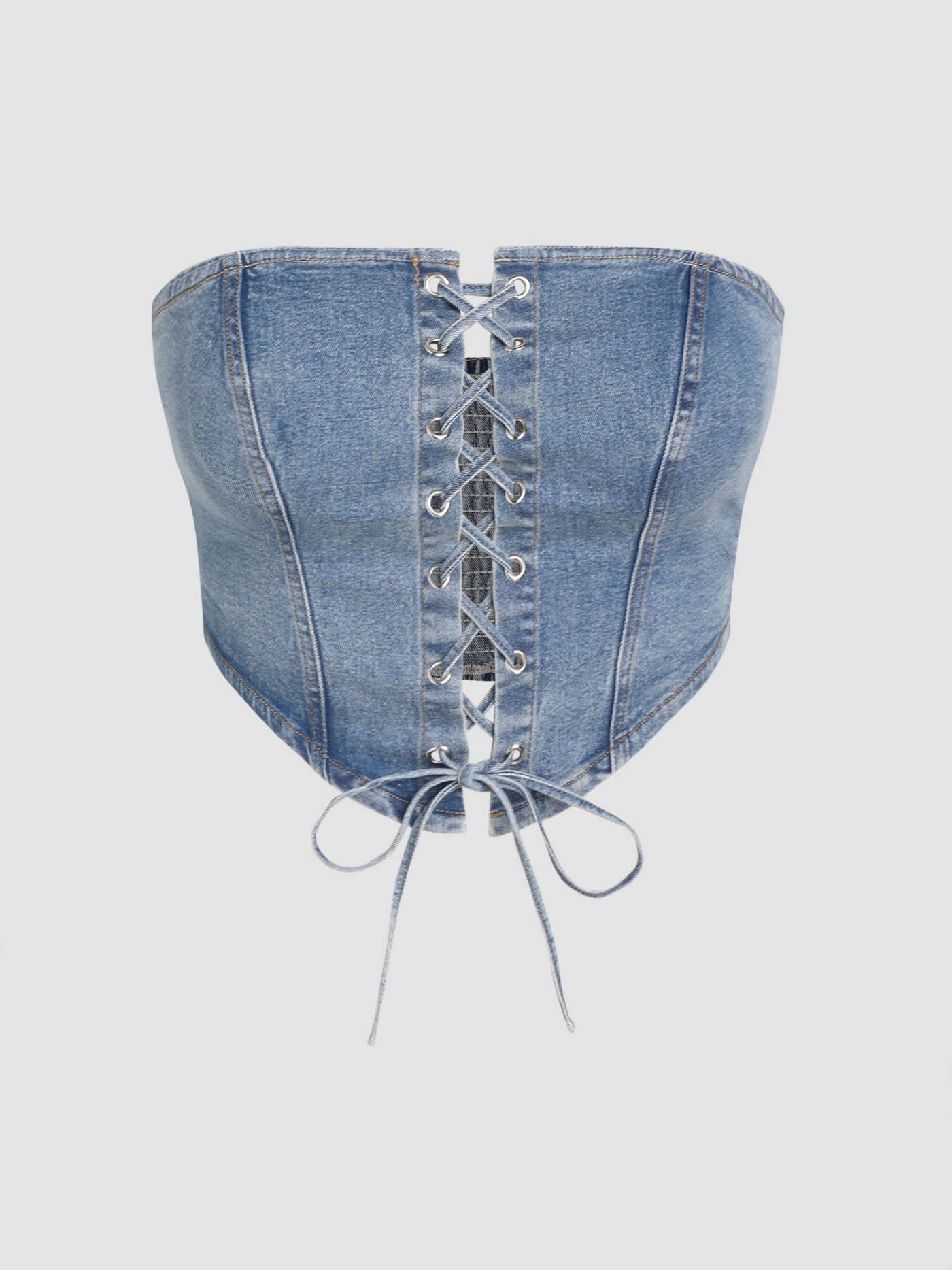 Party Dress For Party New Years Holiday Dress Denim Stretch Denim Lace Up Corset Crop Tube Top Cu... | Cider