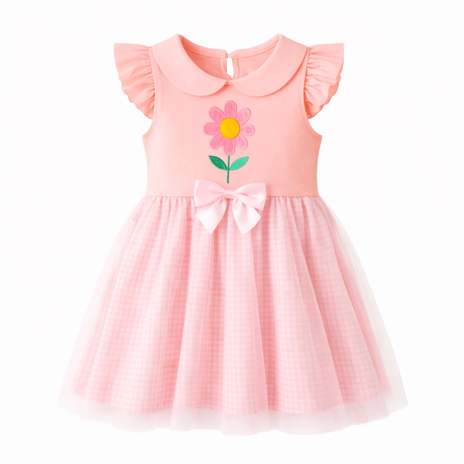 HILEELANG Toddler Girls 2–7T Cotton Summer Dress, Flutter Sleeve Flower Graphic Casual Dress, 4... | Walmart (US)