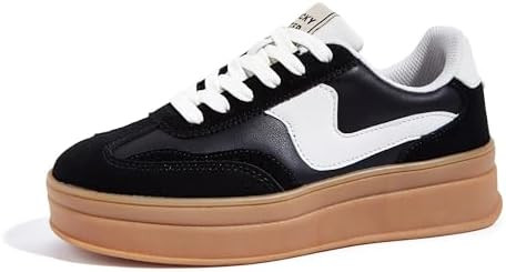 LUCKY STEP Women's Platform Fashion Sneakers Thick Sole Suede Genuine Leather Classic Rubber Gum ... | Amazon (US)