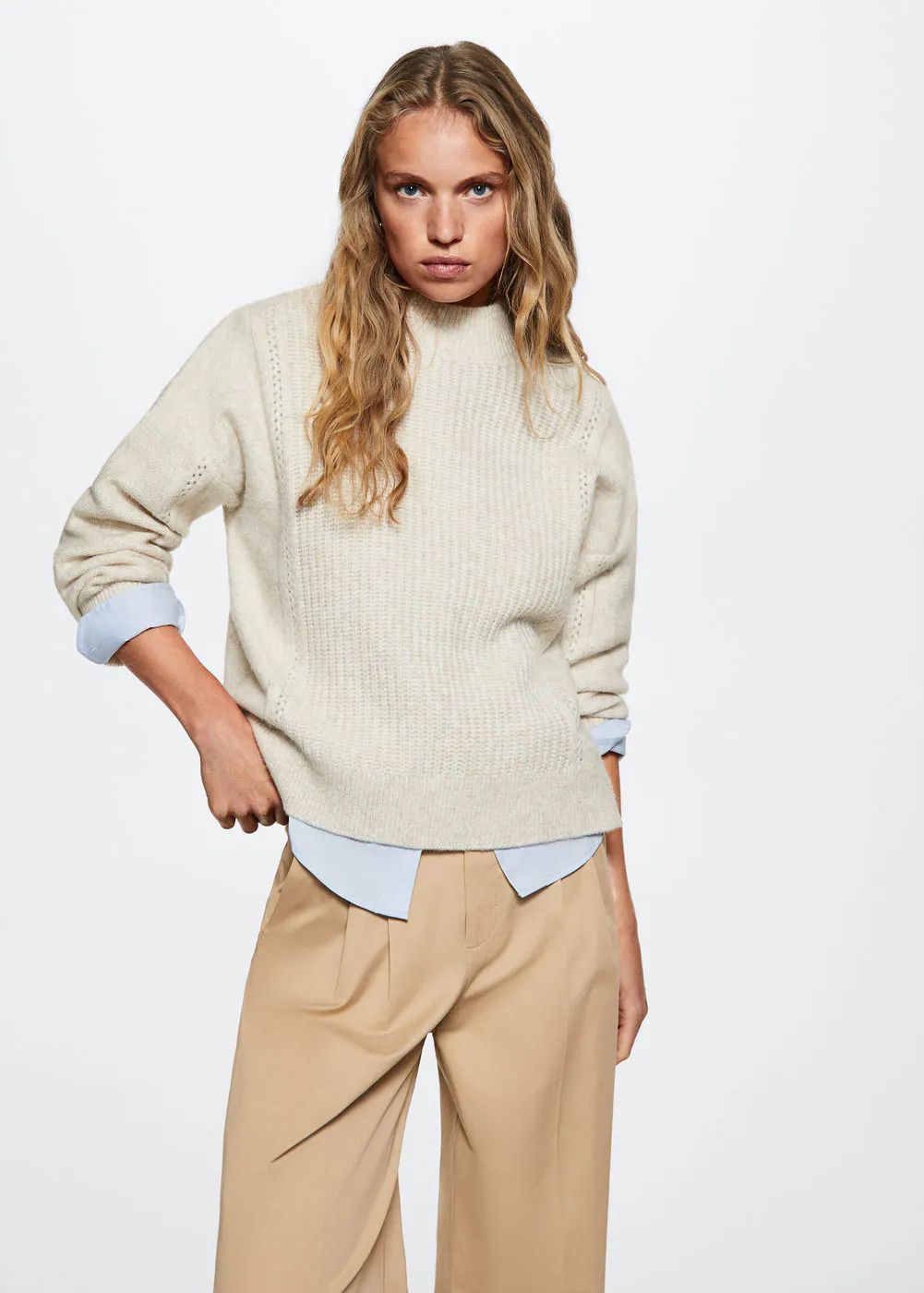 Perkins neck knitted sweater -  Women | Mango United Kingdom | MANGO (UK)