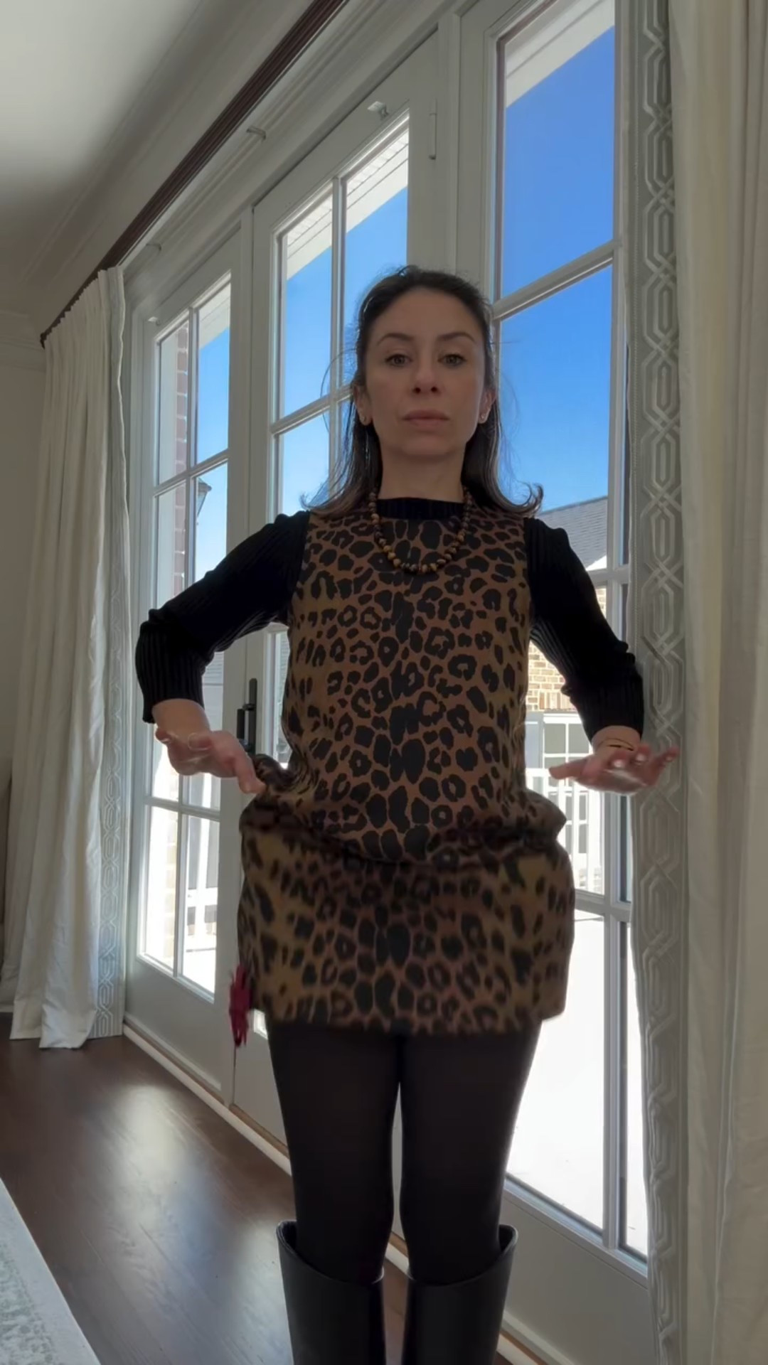 Leopard print Christmas! 

Ribbed shirt @vince 
Leopard dress @tuckernuck 
Equestrian boots @stevemadden 
Velvet blazer @mango 
Velvet bag @tuckernuck