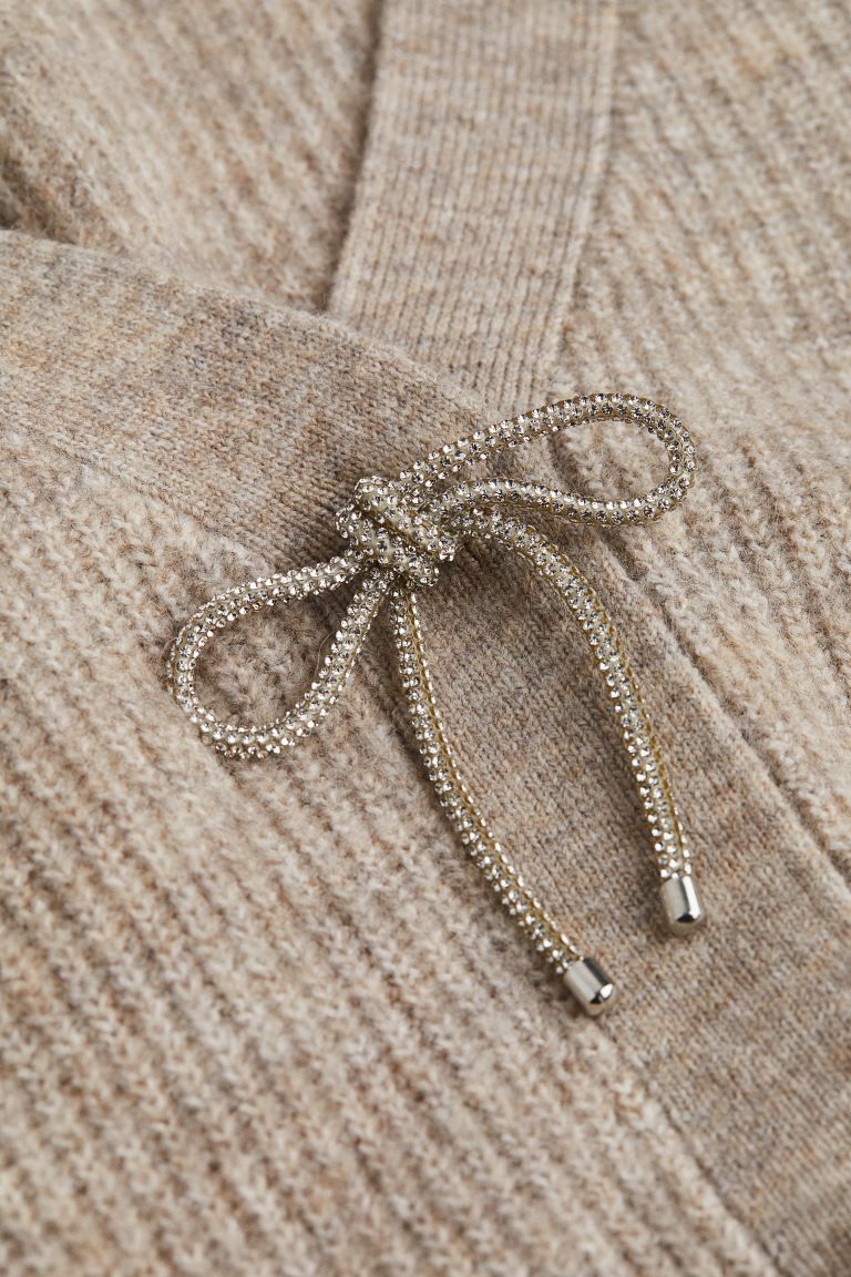Rhinestone-bow rib-knit cardigan | H&M (UK, MY, IN, SG, PH, TW, HK)