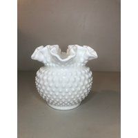 Vintage Round Hobnail White Milk Glass Vase - 5 Inches Vase, Planter, Bowl, Home Decor; Wedding Deco | Etsy (US)