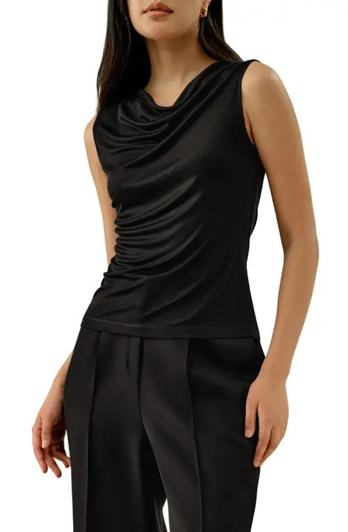 Lilysilk Silk Jersey Cowl-neck Sleeveless Top in Black at Nordstrom, Size X-Small | Nordstrom