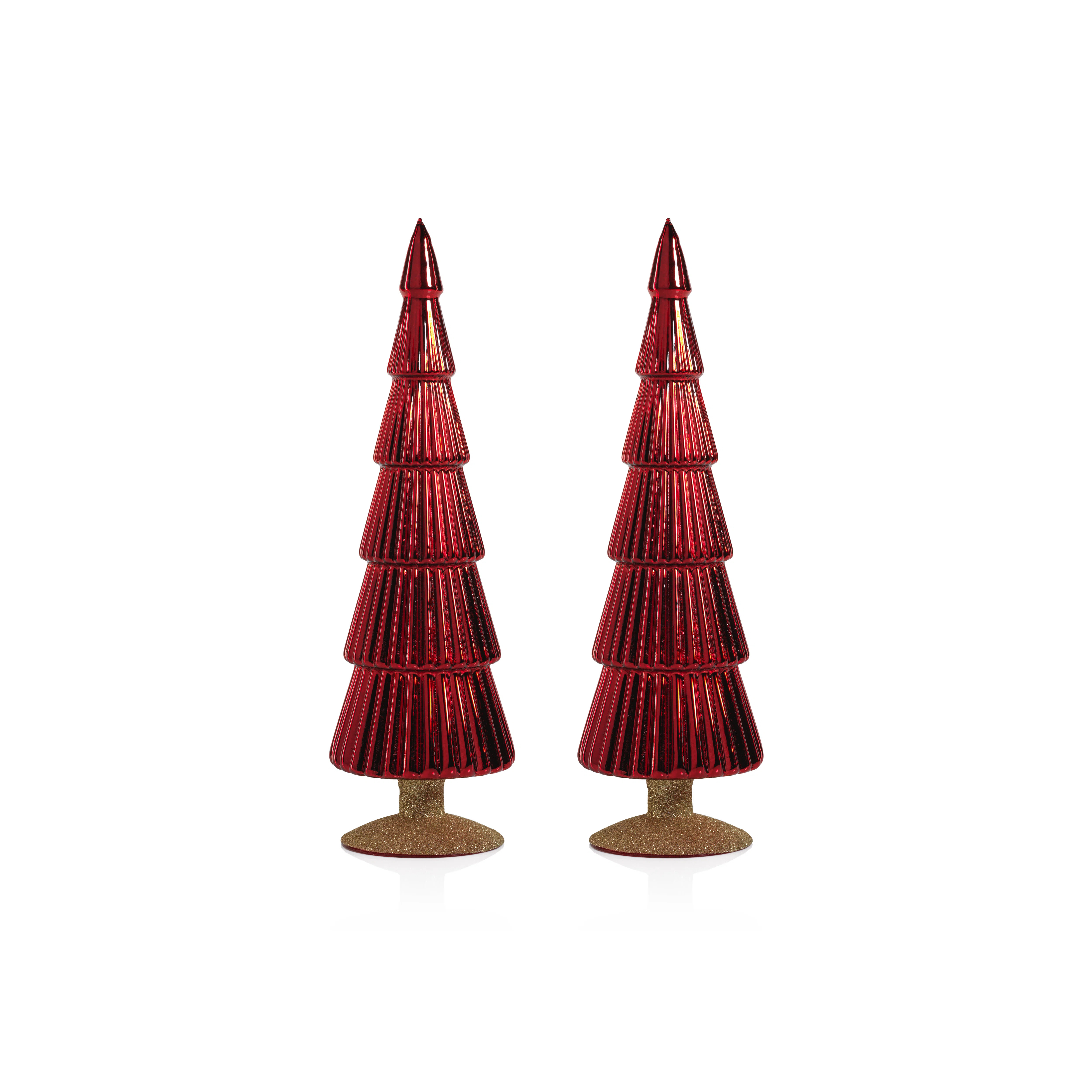 Dembe Classic Red Glass Tree on Gold Glitter Base, Set of 2 (Set of 2) | Wayfair North America