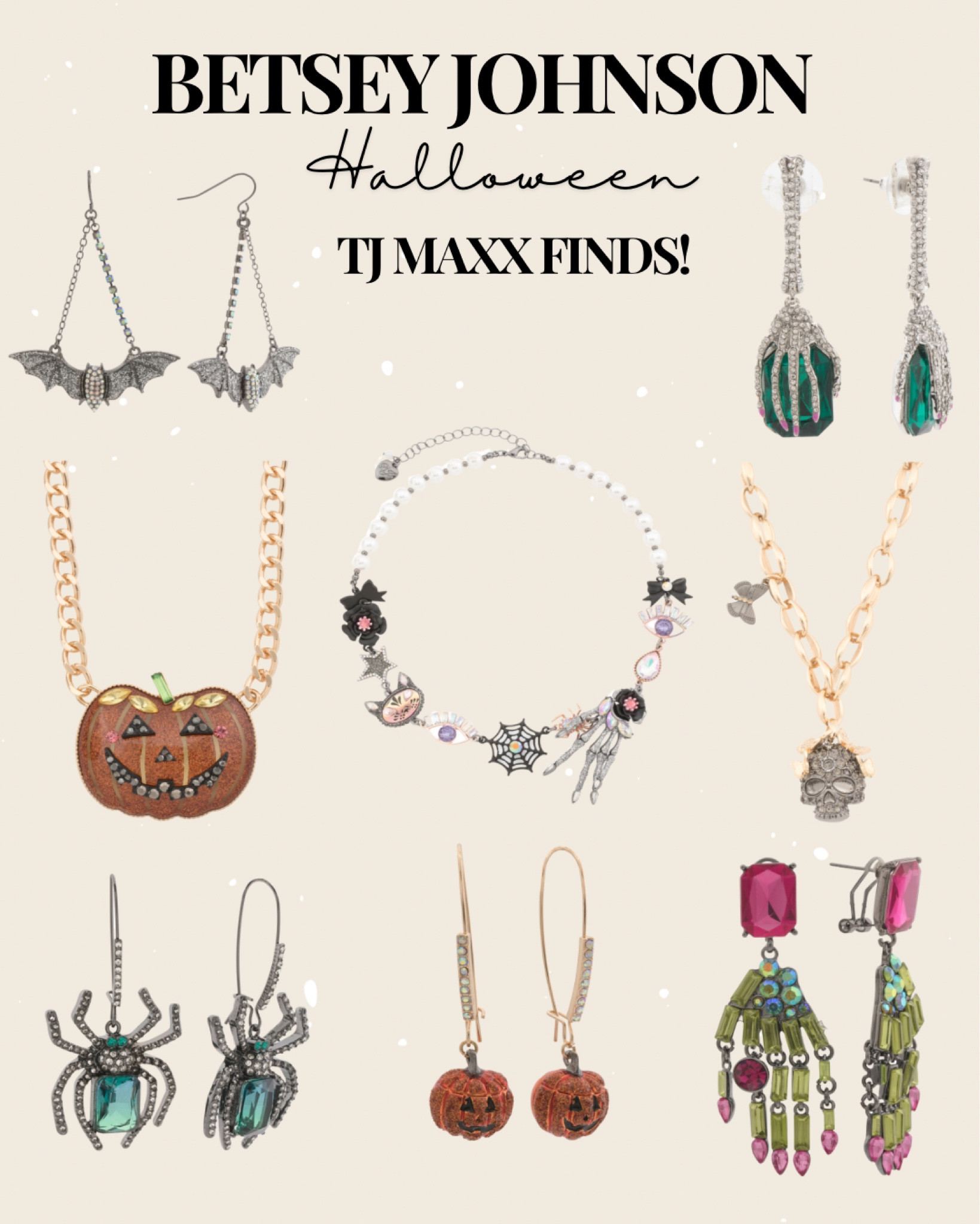Betsey Johnson Halloween Jewelry finds at Tjmaxx! 

#LTKHalloween #LTKFindsUnder50 #LTKSeasonal
