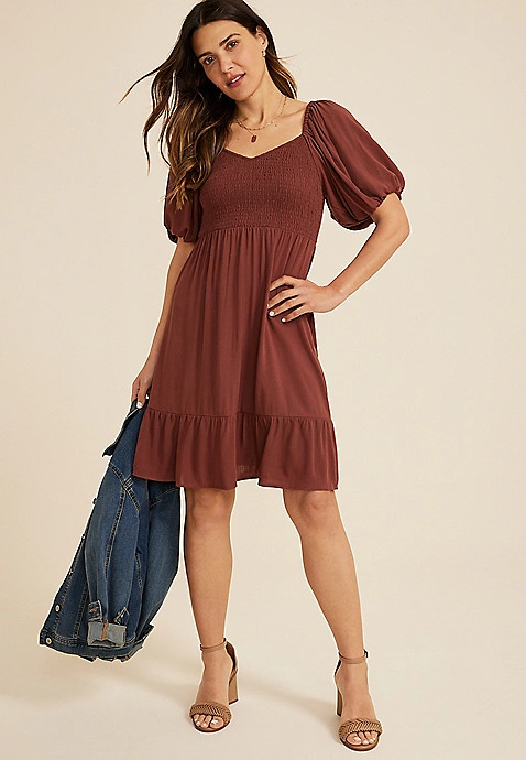 Sweetheart Bubble Short Sleeve Mini Dress | Maurices