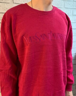 Yves Saint Laurent Vintage YSL Initial Logo Sweatshirt Cotton L  Red | eBay US