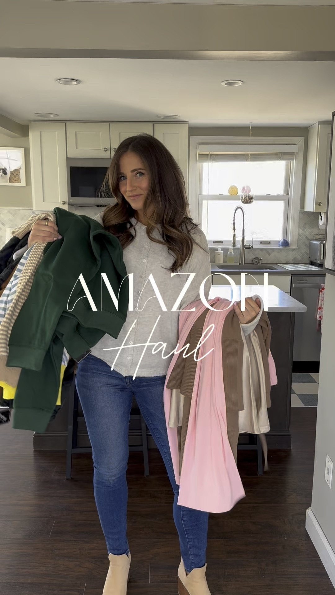 Dare I say this might be my best Amazon haul yet?! I really loved everything (even the sweater that felt was too long - I still really liked it lol) 

Sizing info:
green hoodie - sized up to large
Striped sweatshirt - size small 
Striped sweater - size small, color “apricot” 
Brown sweater - one size only, color “khaki” 
Skirt - size small, color “beige” 
Sherpa pullover - sized up to M (men’s sizing), color “deep green” 
Faux leather leggings - size small 
Pink pants - size small 
White tee - size small (not amazon)
Matching set - sized up to M 
All shoes are tts 


#LTKFindsUnder100 #LTKWatchNow #LTKFindsUnder50