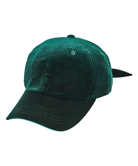 San Diego Hat Company Women's Baseball Caps - Emerald Green Velvet Bow-Back Baseball Cap | Zulily