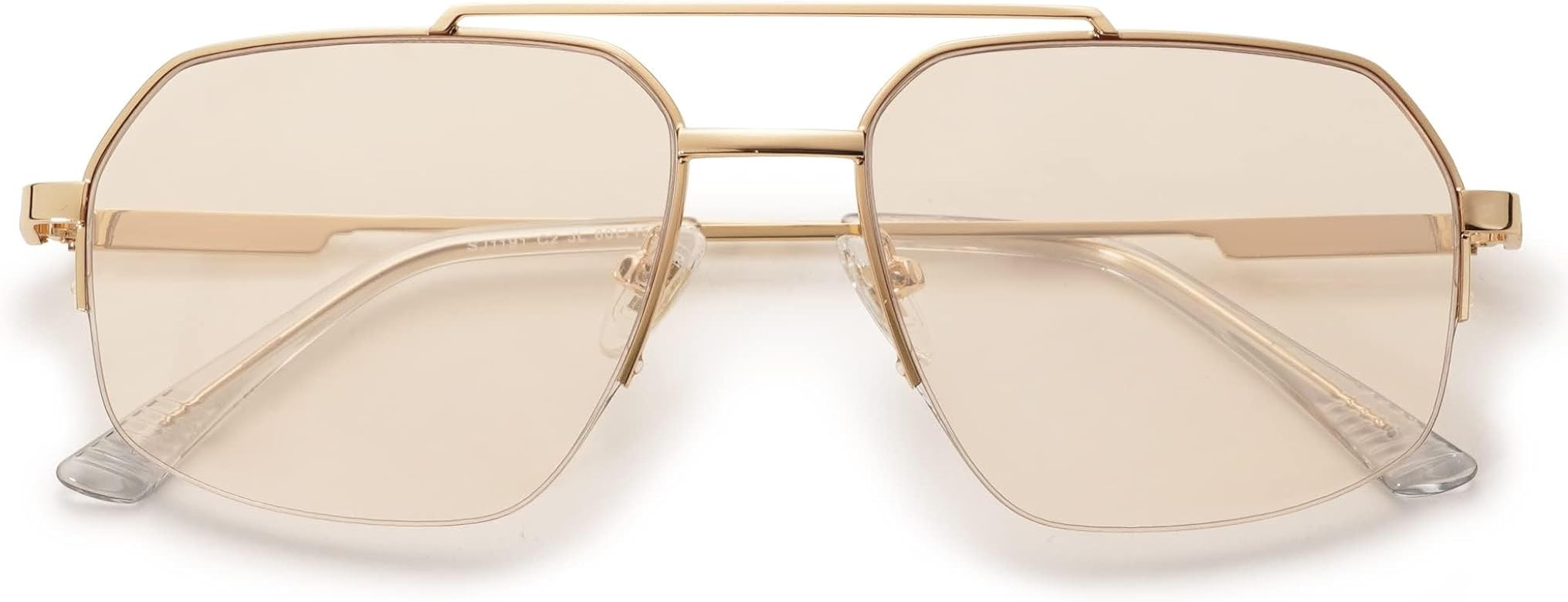 SOJOS Trendy Aviator Sunglasses Mens Womens Retro Double Bridge Metal Semi-Rimless Shades Lentes ... | Amazon (US)