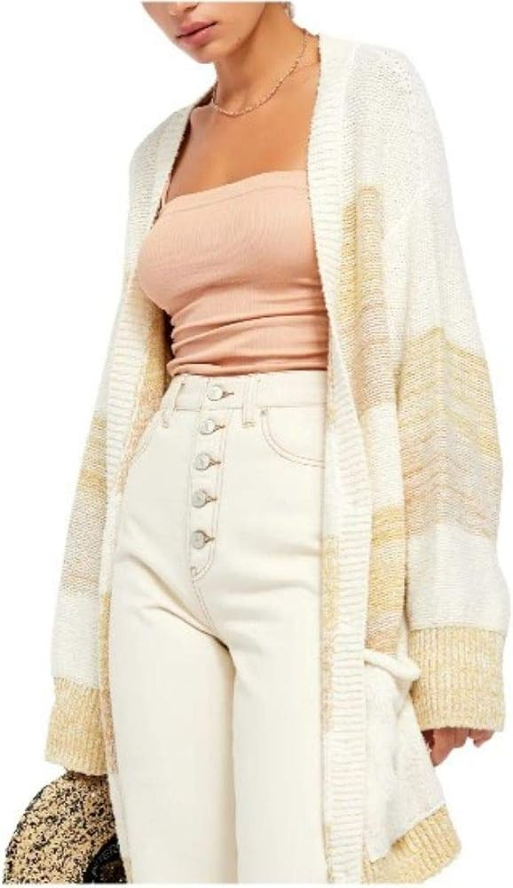 Free People Womens Southport Beach Striped Long Cardigan Sweater | Amazon (US)