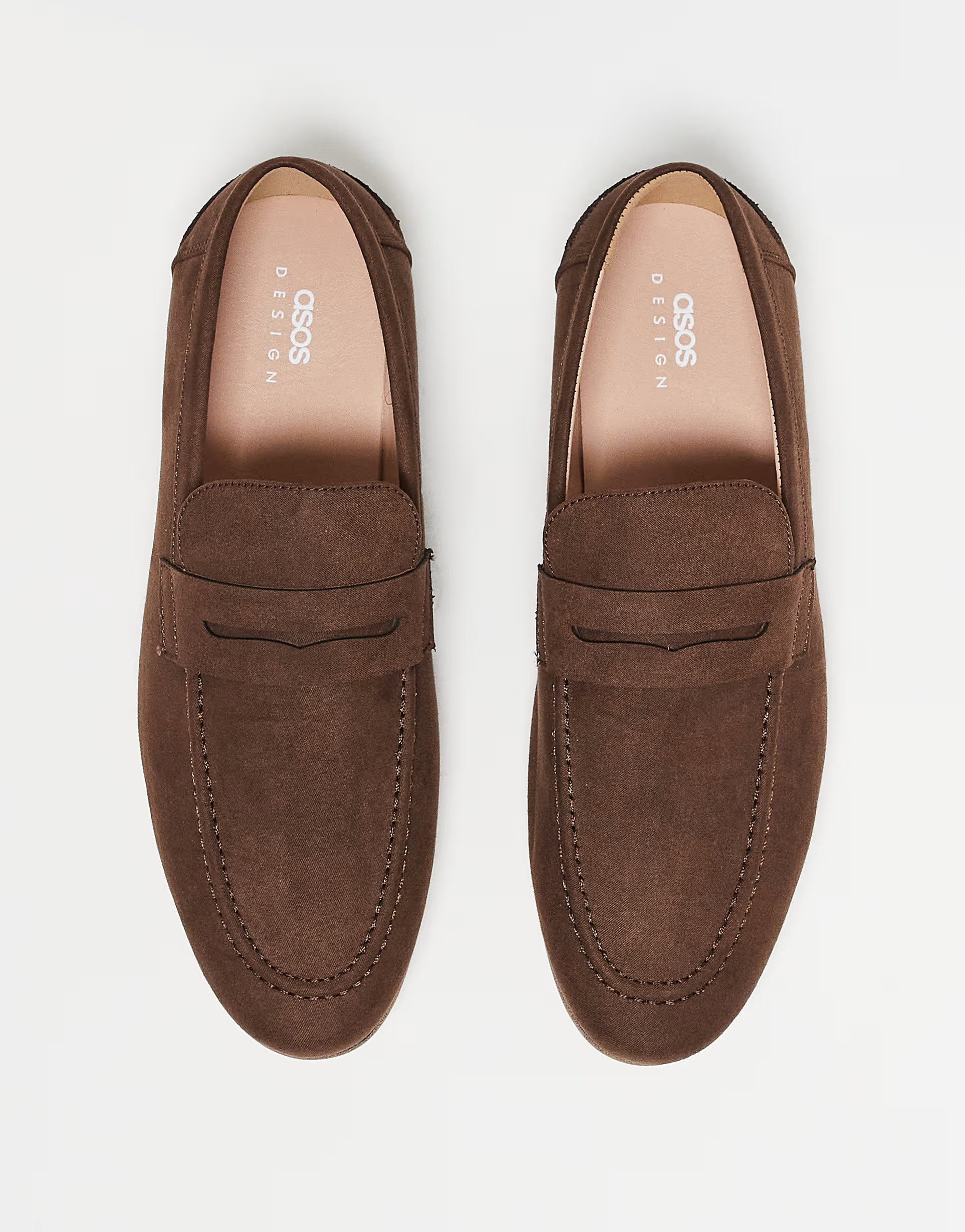 ASOS DESIGN loafers in brown faux suede with natural sole | ASOS (Global)