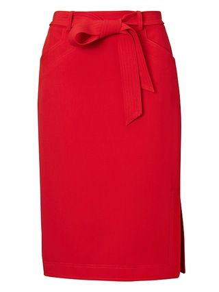 Belted Pencil Skirt with Side Slit | Banana Republic US