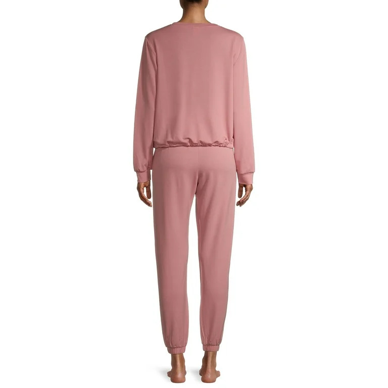 Lissome Women's and Women's Plus L/S French Terry 2-Piece PJ Set - Walmart.com | Walmart (US)