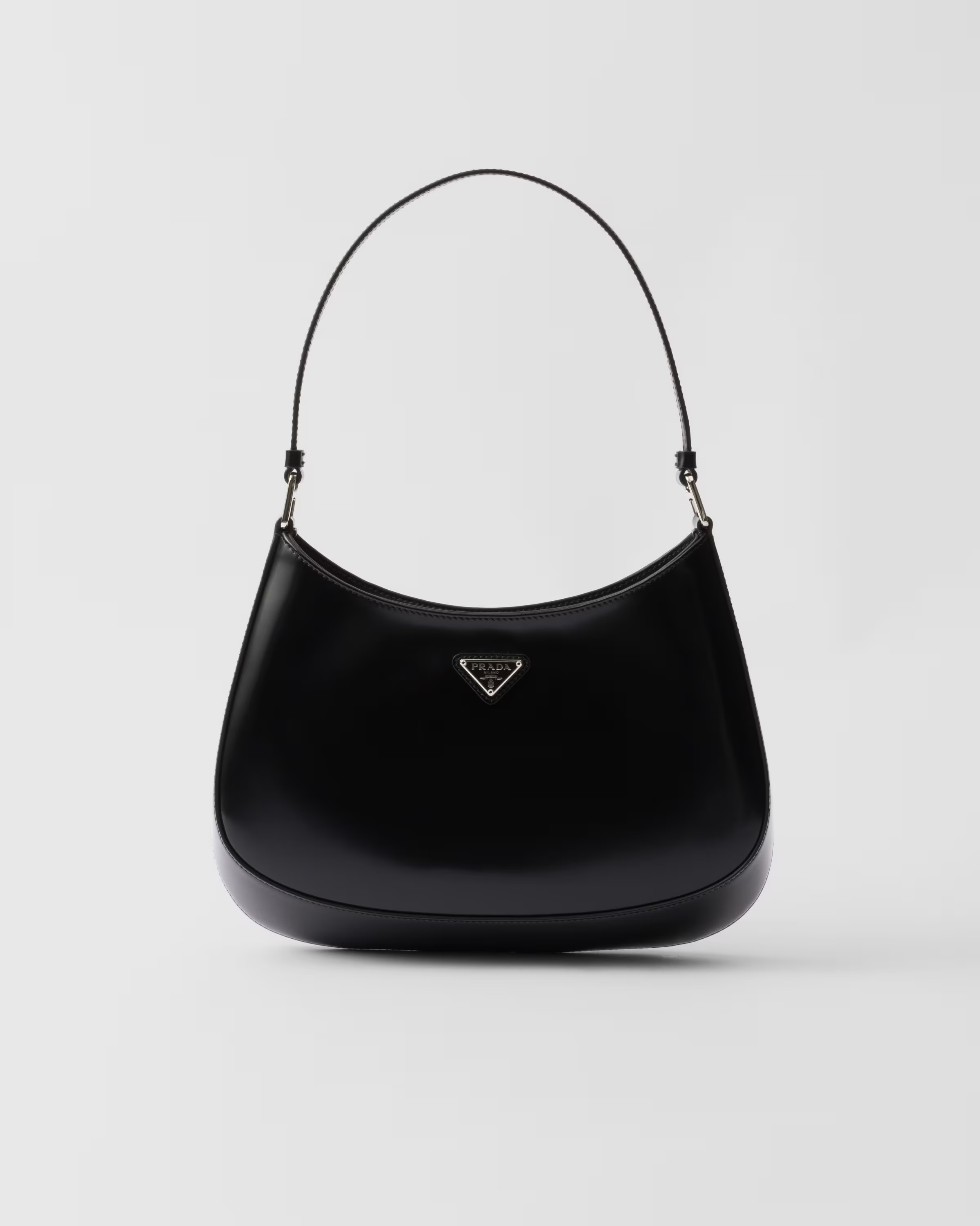 Black Prada Cleo Brushed Leather Shoulder Bag | PRADA | Prada Spa US