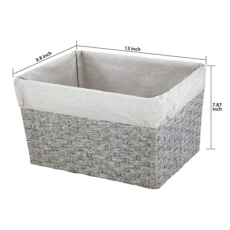 Mainstays Gray Paper Rope Medium Storage Basket with Liner and Handles - Walmart.com | Walmart (US)