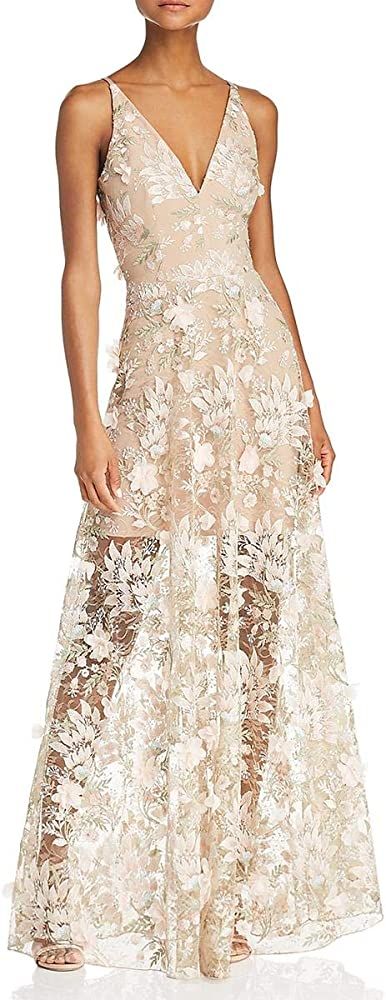 Dress the Population Women's Embellished Plunging Gown Sleeveless Floral Long Dress | Amazon (US)