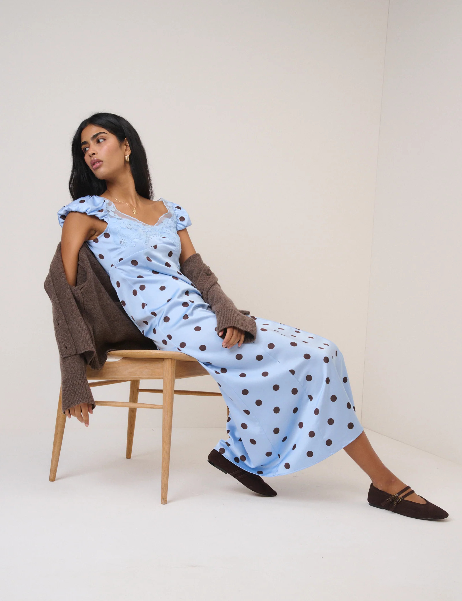 Blue Polka Dot Ava Midi Dress | Nobody's Child