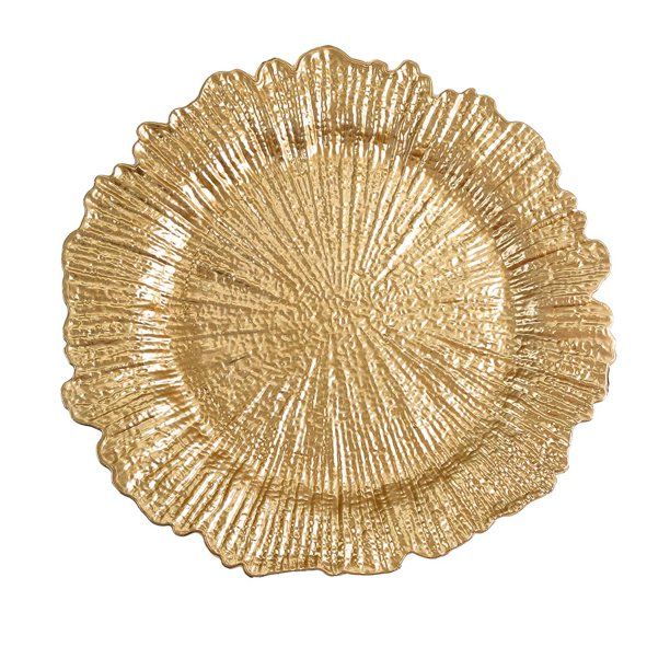 Efavormart 6 Pack 13" Round Gold Plastic Reef Charger Plates Ruffled Rim Dinner Charger Plates Fo... | Walmart (US)