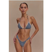 Persephone Gingham Triangle Bikini Top - Navy I MESHKI I Size XXS | MESHKI US