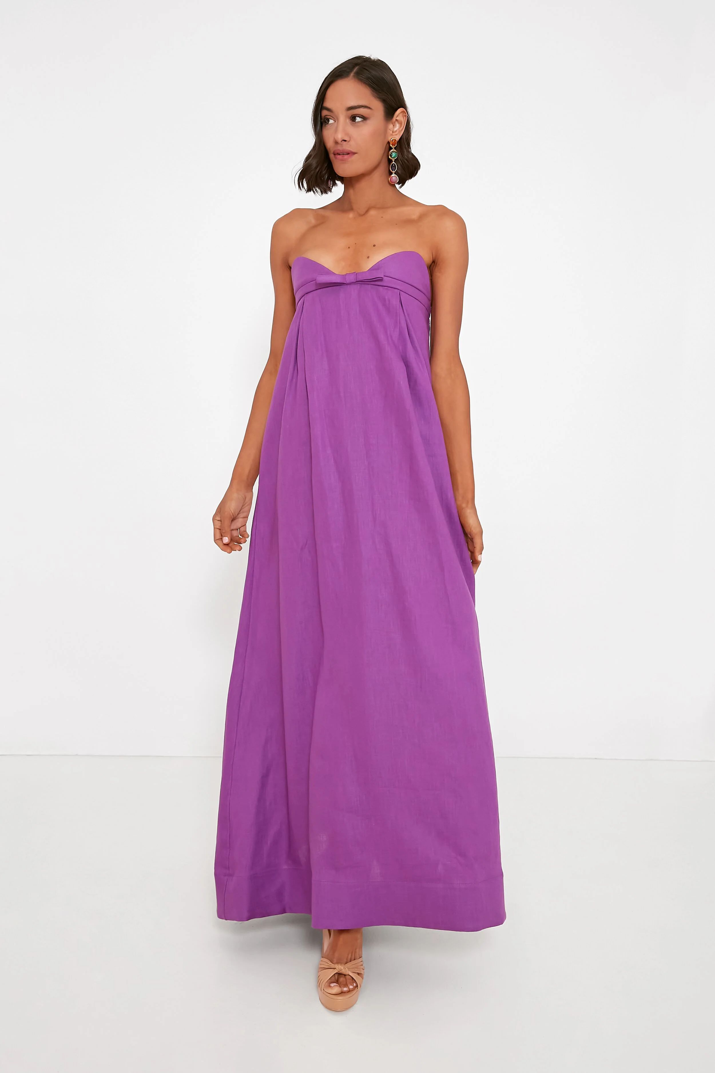Purple Solid Strapless Long Dress | Tuckernuck (US)