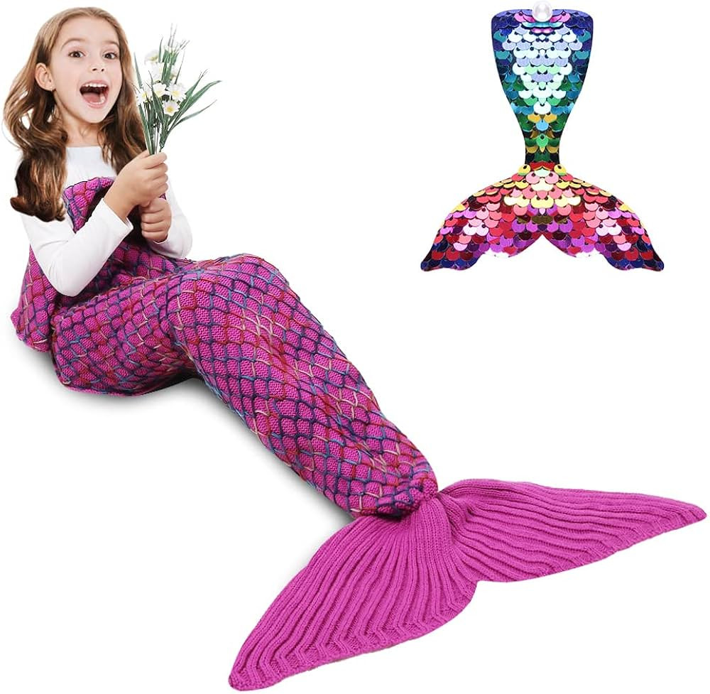AmyHomie Mermaid Tail Blanket, Soft Crochet Sleeping Bag Blanket for Kids Adults, Mermaid Gift fo... | Amazon (US)