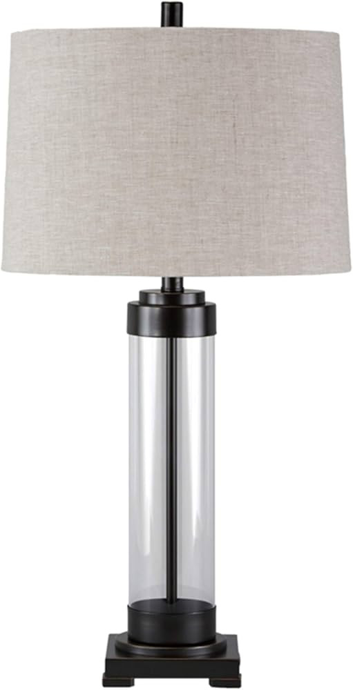 Signature Design by Ashley Talar Industrial 30" Glass Table Lamp with Drum Shade, Bronze Finish | Amazon (US)