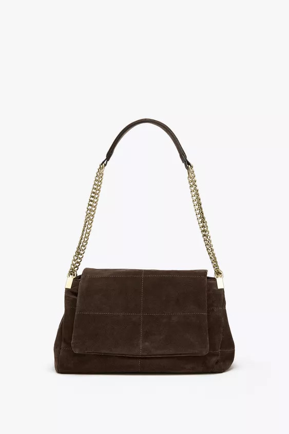 SPLIT SUEDE LEATHER SHOULDER BAG | Zara UK